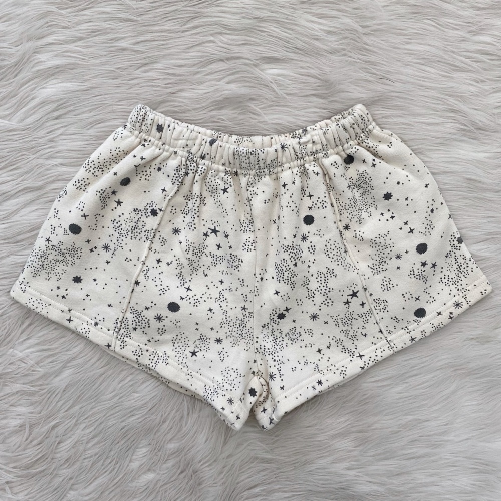 Rylee + Cru Cream Black Start Print Stardust Fleece Track Sweat Shorts 12-14Y
